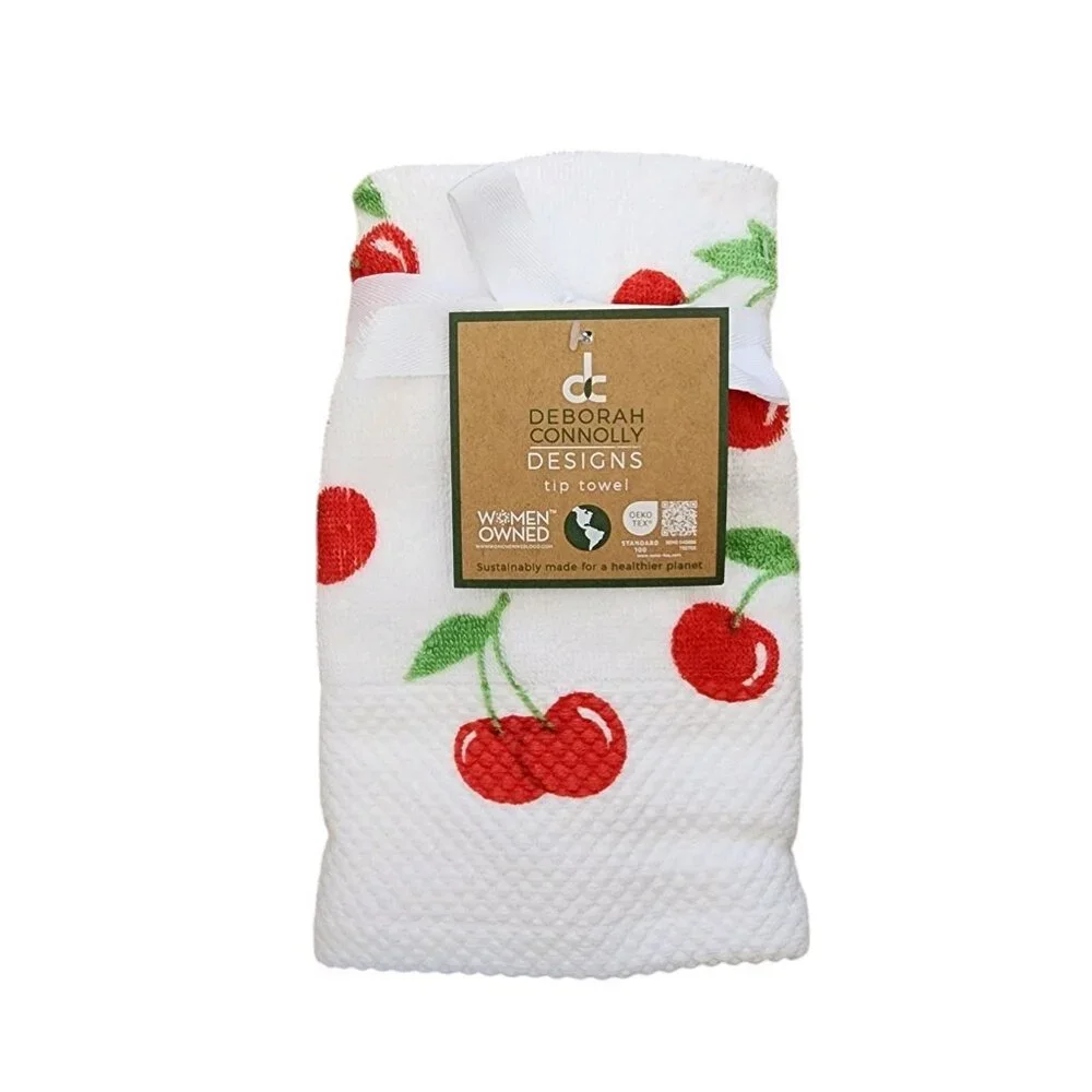 Deborah Connolly Set of 2 Cherry Cherries Tip Towels NWT
